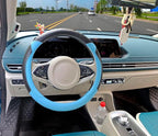 Fashion Cat Ear Leather Steering Wheel Cover Women Girl 15"(38cm) Universal Fit Auto D Shaped Leather Steering Wheel Covers (