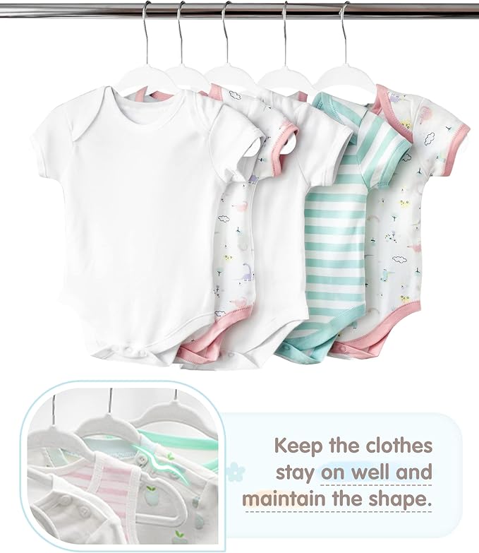 VIS'V Baby Hangers, 11 Inch Velvet Kids Hangers with 6 Pcs Clothes Size Dividers, Infant Toddler Nursery Closet Organization,