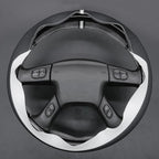 MEWANT Hand Stitch Steering Wheel Cover for Chevy Silverado 1500 2003-2006 Black White Faux Leather Steering Wheel Wrap