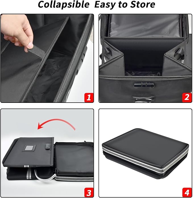 5200°F Upgraded Fireproof Document Box & Fireproof Expanding File Folder, 2 Layer File Cabinet Organizer with Lock,Collapsibl