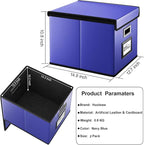 Huolewa Portable Leather File Organizer Boxes with Lids, Collapsible File Folder Organizer Boxes, Decorative Small Filing Fil