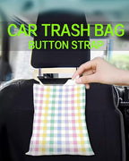 Car Trash Can, Durable Hanging Car Trash Garbage Bag, Cute Automotive Garbage Cans Organizer, Cute Rainbow Checkerboard