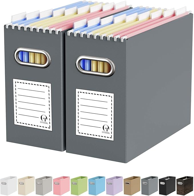 Oterri Cardboard File Organizer Box for Hanging File Folders Letter Size,File Box for Computer Desk,File Cabinet,Working Home