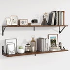 Axeman 40 Inch Floating Shelves | 8 Inch Deep Walnut Wall Shelves Set of 2 | 39.4W x 8D Rustic Wood Shelves for Bookshelf Liv