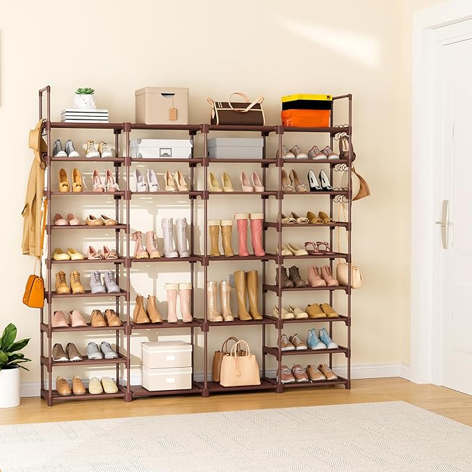 ROJASOP Large Shoe Rack Organizer for Entryway Closet 64-68 Pairs 9-Tier Heavy Duty Tall Garage Shoe Rack Shoe Shelf Shoes St