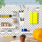 Jinei 12 Pcs Pegboard Bins and Cups with Hooks and Loops Peg Assortment Organizer Accessories Various Tool Organizer Pegboard