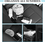 Car Seat Back Organizer with 2 Drink Cup Holder, Headrest Rear Seat Storage Organizer with Tissue Box and Hook, Multi-Functional Backseat Hanging Storage Box for Kids Travel (Black)