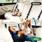 Car Seat Organizer Backseat and Passenger Seat Organizer with 9 Compartments 2 Cup Holders Car Organizer Front Seat Storage for Travel Kids，Black