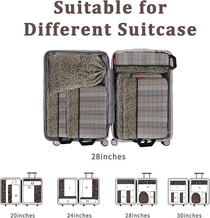 U+U 6 Set Compression Packing Cubes - Ultralight Travel Organizers with Laundry Bag, Space-Saving Suitcase Organizer, Expanda