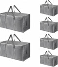6 Pack-Extra Large Heavy Duty Moving Bags - Waterproof Storage Totes with Handles & Zippers, Foldable for College Dorm, Stora