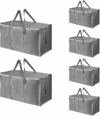 6 Pack-Extra Large Heavy Duty Moving Bags - Waterproof Storage Totes with Handles & Zippers, Foldable for College Dorm, Stora