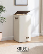 SOLEDI Slim Laundry Hamper with Lid, Narrow Laundry Basket with Removable Bags, Dirty Clothes Hamper with handle, Small Hampe