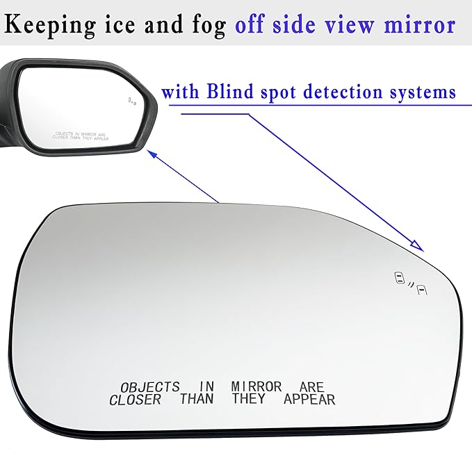 Explorer Passenger Side Mirror Glass Compatible with Ford Explorer 2020 2021 2022 2023 2024 2025 Right Mirror Glass Heated BSD with Blind Spot Detection with Backing Plate