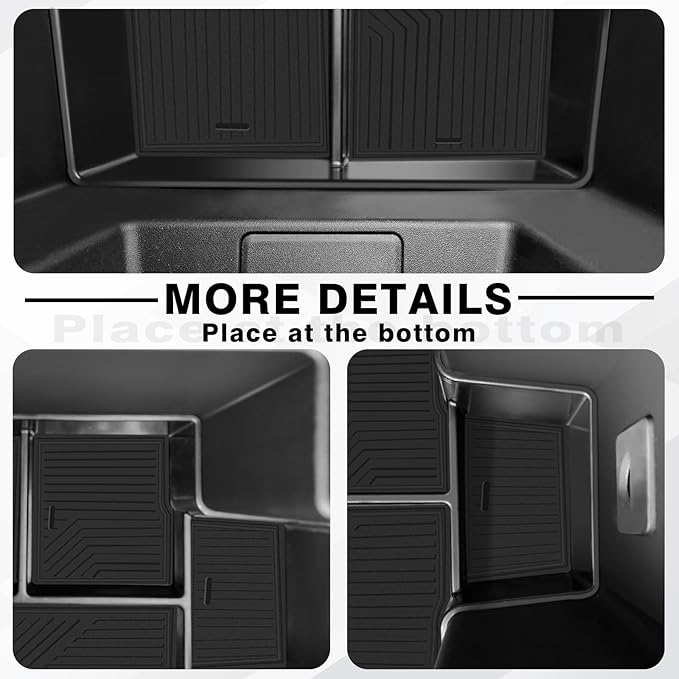 BestEvMod 2PCS Center Console Organizer Trays Fit for Chevrolet Silverado EV 2026 2025 2024 Pickup Armrest Storage Box ABS Material with PVC Trim Not Fit ICE or RST Models (Top + Bottom)