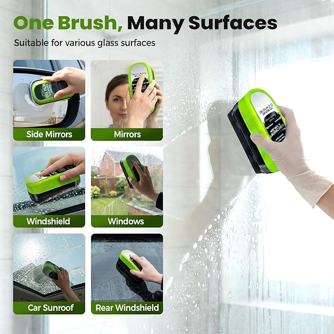 Automotive Oil Film Cleaning Brush, Upgrade 2.0 Glass Cleaning Board for Car Windows, Windshield Cleaner with Cloth, Glass Oi