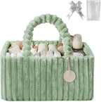 Blissful Diary Flannel Diaper Caddy Organizer, included Gift Packaging, Cozy Nursery Storage Basket, Gift for Baby Shower, Ne
