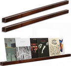 Pinkunn 3 Pcs 40 Inches Vinyl Wall Mount Record Display Shelf, Extra Long Wood Vinyl Record Holder, Album Display Holder Floa