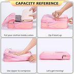 4 Set Ultralight Compression Packing Cubes Travel for Suitcases ，Compressible Mesh Packing Cubes for Travel Women Packing Org