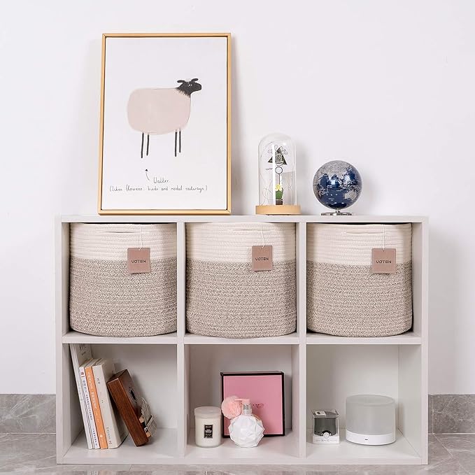 voten Storage Cubes Baskets Bins Organizer 11x11x11'' Fit 12x12''Cube Storage Organizer Bookcases Shelves,Durable Woven Cotto
