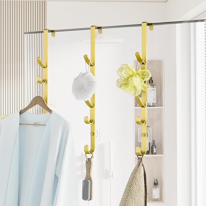 Kaiferty Over The Door Hooks, Metal Door Hooks for Hanging, Over The Door Purse Organizer for Door Coat Hanger, Back of Showe
