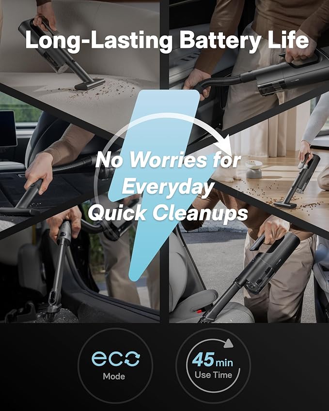HOTO BlowVac™ Handheld Vacuum Cordless, Car Vacuum Cleaner with 23000Pa High Power, 3 Suction Modes, Electric Compressed Air 
