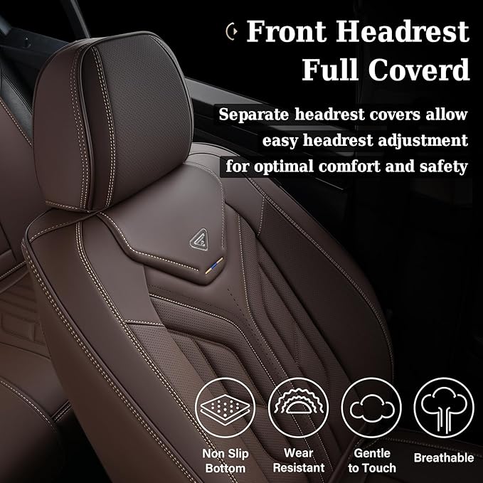 Coverado Car Seat Covers Full Set, Car Seat Protectors Leather Seat Covers for Cars, Automotive Seat Covers Car Accessories U