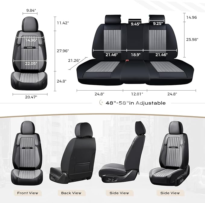 Coverado Car Seat Covers Front Seats, Seat Covers for Cars, Car Seat Protector, 2-Pack Car Seat Cushion Nappa Leather, Waterp