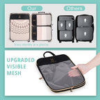 See Through Expandable Compression Packing Cubes, Mesh Travel Packing Cubes for Suitcases, Lightweight Organizers Bag Set for