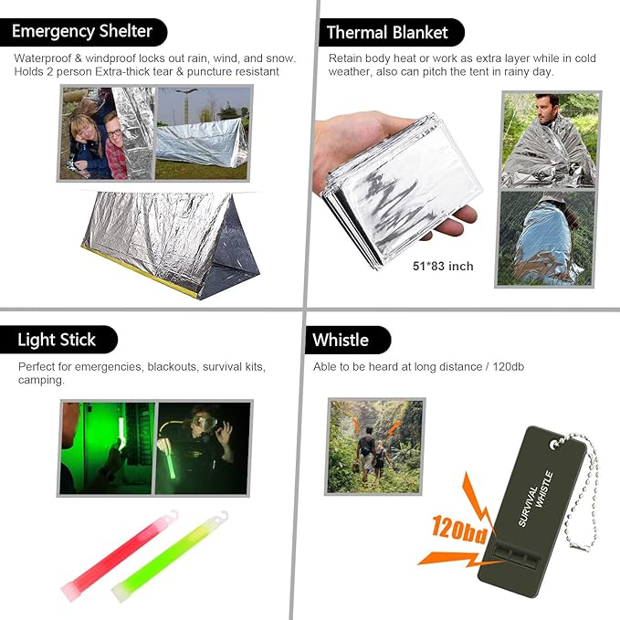 Survival Kit, First Aid Kit Survival Gear and Supplies Emergency Kit with Bug Out Bag Tactical Military Grade Molle IFAK for 