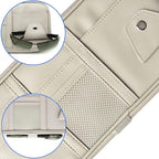 Da by Car Visor Organier Truck SUV Sun Visor Storage Pocket PU Leather Pouch Holder with Multi-Pocket Double Zipper Net Pocket, for Cards Pens Sunglasses Document (Cream Grey)