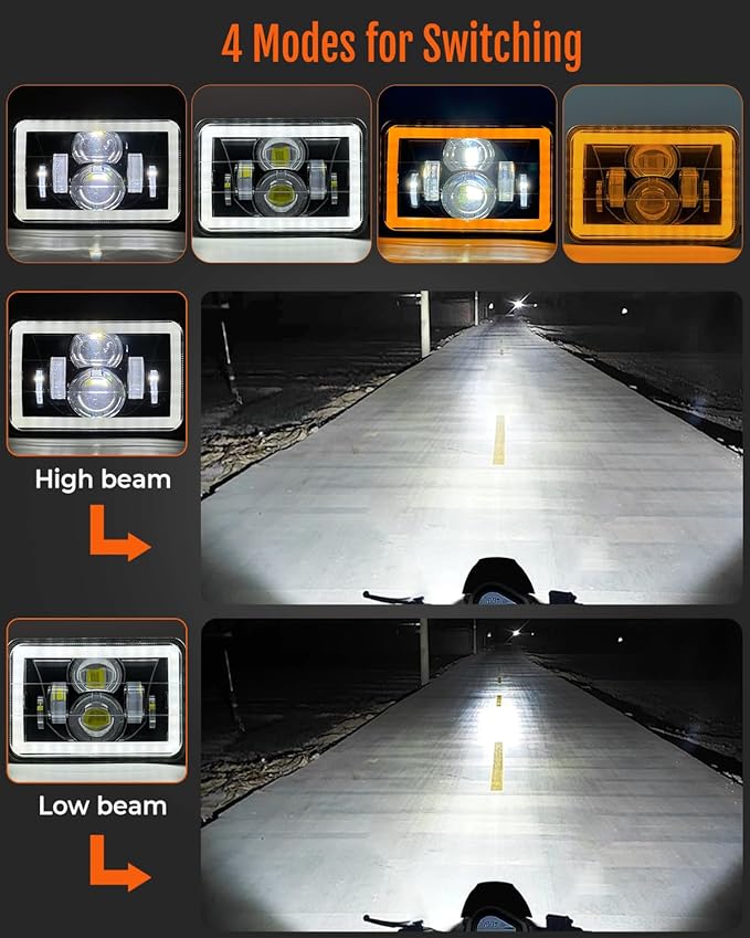 LED Headlight Light Bar Kit with Mounting Bracket for Suzuki DR650S DR650SE DRZ400 DRZ400S DRZ400SM - 4800LM High/Low Beam, 6