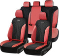 Coverado Seat Covers Full Set, Waterproof Car Seat Covers, PU Leather & Breathable Mesh Seat Protectors, 5-Piece Automotive S