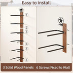 Cowboy Hat Rack for Wall – 3-Piece Western Hat Holder, Rustic Wooden & Metal Wall Mounted Cowboy Hat Organizer, Holds up to 6