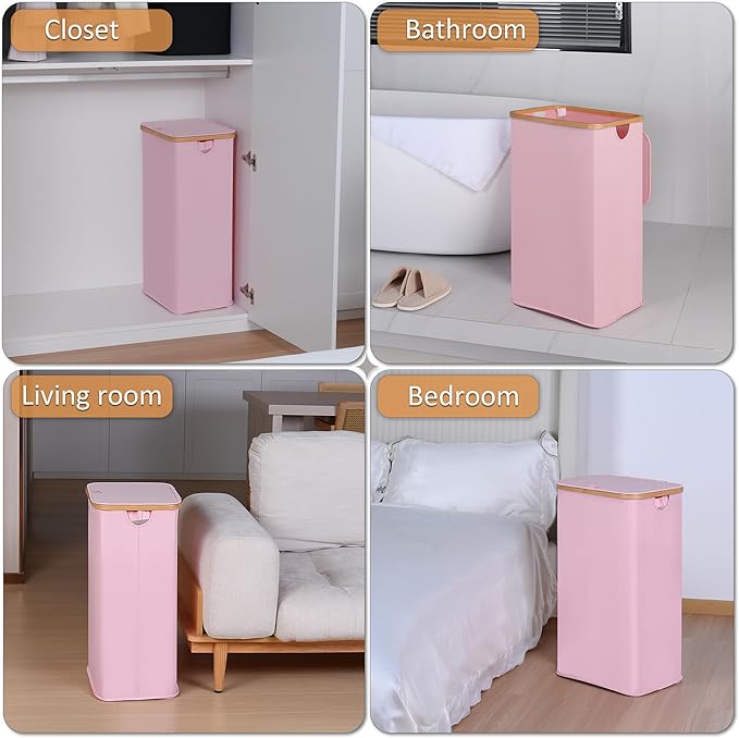 iEGrow Laundry Hamper with Lid, 110L Large Laundry Basket with Handle and Lid, Collapsible Clothes Basket Organizer with Remo