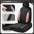 Coverado Seat Covers 5 Seats, Luxury Car Seat Covers Full Set, Automotive Car Protectors, Pink Driver Seat Covers, Car Access