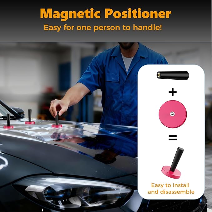 Window Tint Kit Vinyl Wrap Tool Kit Professional Film Car Wrapping Tools Includes Magnet Holders, Felt Squeegees, Plastic Scrapers, Cutting Knives, and Storage Bag