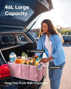 HOTOR Foldable Trunk Organizer - SUV & Sedan Compatible, 2 Compartments, Pink, 23.6x14.2x10.6 Sturdy Car Organization