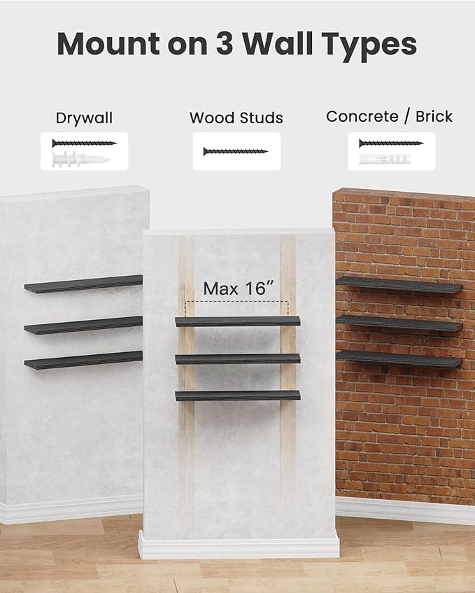 AMADA HOMEFURNISHING Floating Shelves for Wall, Wall Shelves for Living Room, Bedroom, Bathroom, Kitchen & Home Office Organi