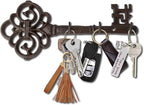 Comfify Cast Iron Skeleton Key Holder for Wall - Decorative Farmhouse Rustic Wall Mount Key Organizer - 3 Key Hooks - Vintage