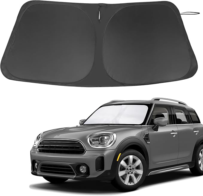 Front Windshield Sun Shade Foldable Front Window Visor Custom Fit for Mini Countryman Cooper F60 SUV 2017-2024 Block UV Rays Car Accessories Heat Sun Shield Keep Car Cooler