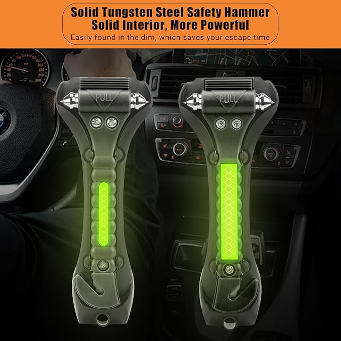 2PCS Car Window Breaker, Glass Breaker, Window Breaker Seatbelt Cutter, 2-in-1 Car Safety Hammer with One Second Emergency Gl