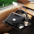 3 in1 Car Steering Wheel Tray Table for Laptop, Height Adjustable Car Table Tray for Driver, Car Food Tray with Drinks Holder,Multipurpose Travel Car Accessories for Long Road Trips-Black