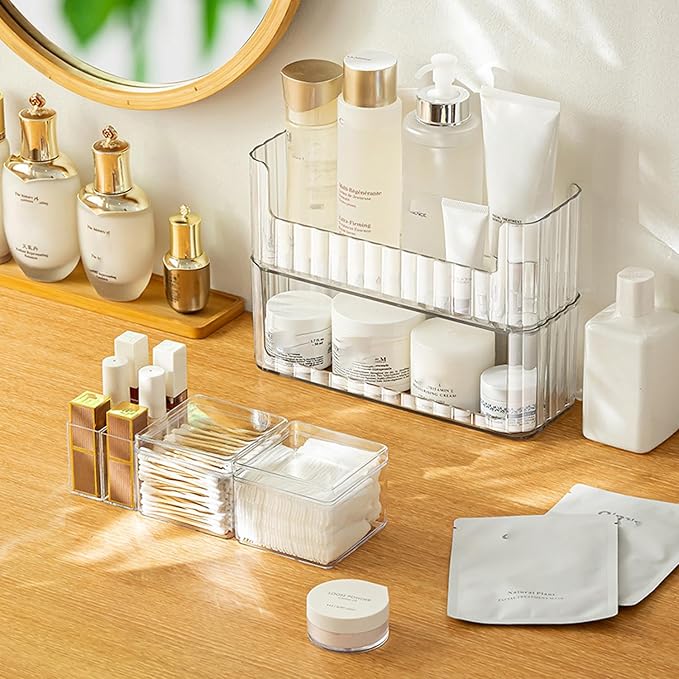 MORNITE 2-Tier Medicine Cabinet Shelves Organizer, Makeup Storage Holder Compartments, Shelf Trays for Bathroom Cabinet Wall,