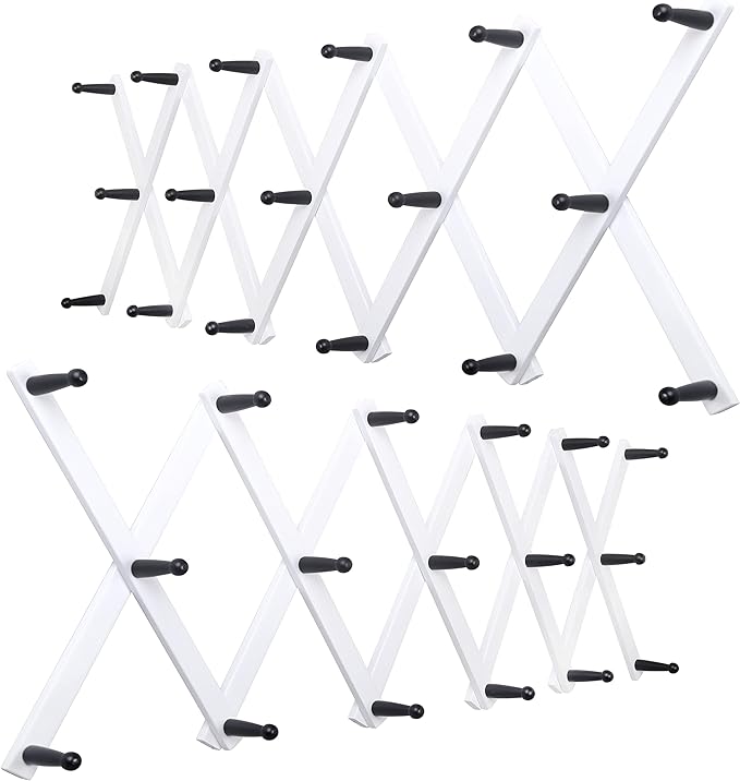 WEBI Accordion Wall Hanger,Expandable Wooden Hat Rack for Wall Mounted Coat Rack,Accordion Hat Hooks Holder for Baseball Caps