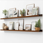 Picture Ledge Shelf, Floating Shelves Set of 2, Solid Ash Wood 72'' Long Large Nursery Book Shelves for Toys Storage, Kids Bo
