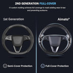 Steering Wheel Cover for Tesla Model 3 Highland(2024-Present)/ Model Y Juniper(2025-Present),Anti-Slip,Comfortable Grip,Breathable,Customized for Tesla Model 3/Y Accessories,Matte Black