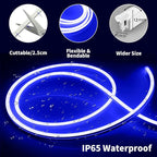 iNextStation 12V Blue LED Strip Lights 16.4FT, Flexible Silicone Neon Rope Light with Power Adapter, Waterproof, Cuttable, Dimmable & Linkable, LED Lights Strip for Bedroom, Kitchen(with Plug)