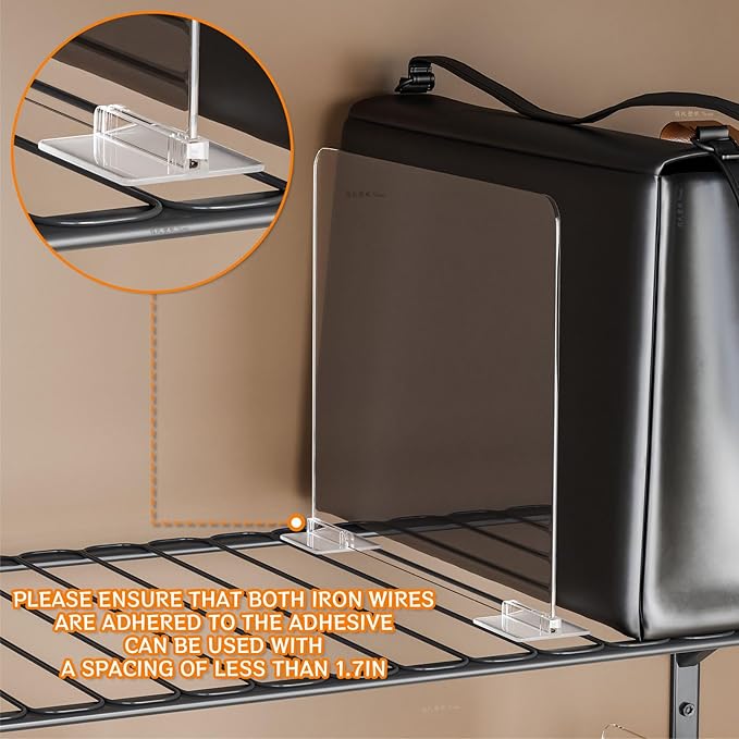 Yieach 6 Pack Acrylic Shelf Dividers for Closet Organization - Suitable for All Cupboard,Wood Shelves -Clear Closet Dividers 