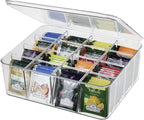 ZEXALOR Socks Underwear Drawer Organzier Dividers, 16 Compartment Removable Divided Plastic Storage Bin with Lid, Storage Org