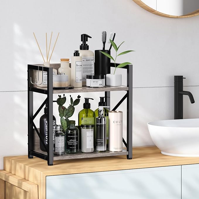RUILALIFE Spice-Rack-Organizer-Shelf for Kitchen Counter, 2 Tiers Coffee Bar Station Organizer for Countertop，Space Saving De